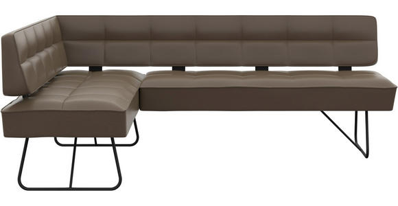 ECKBANK 165/227 cm  in Grau  - Schwarz/Grau, Design, Leder/Metall (165/227cm) - Moderano