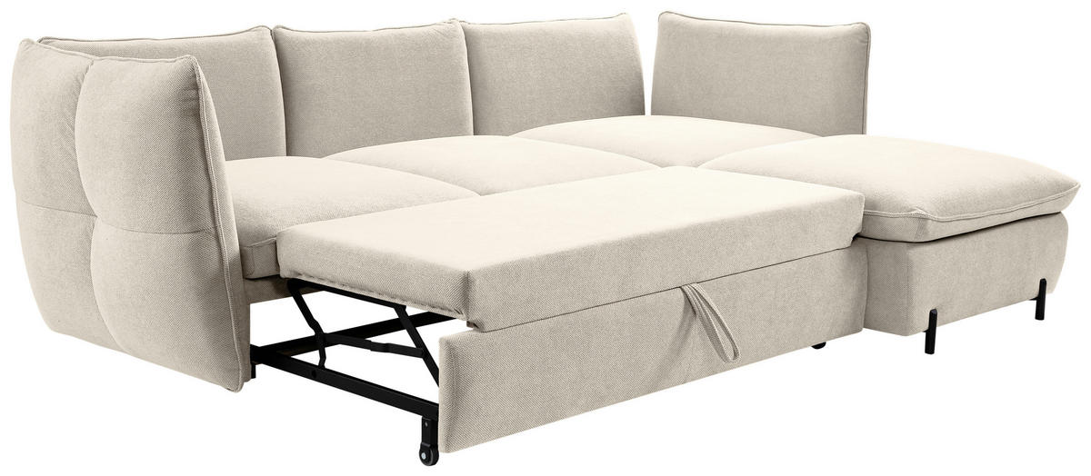 ECKSOFA Beige  - Beige/Schwarz, MODERN, Textil/Metall (262/178cm) - MID.YOU