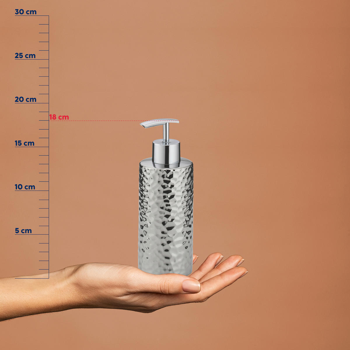 SEIFENSPENDER  - Silberfarben, Basics, Keramik (6,5/18/6,5cm) - Kela