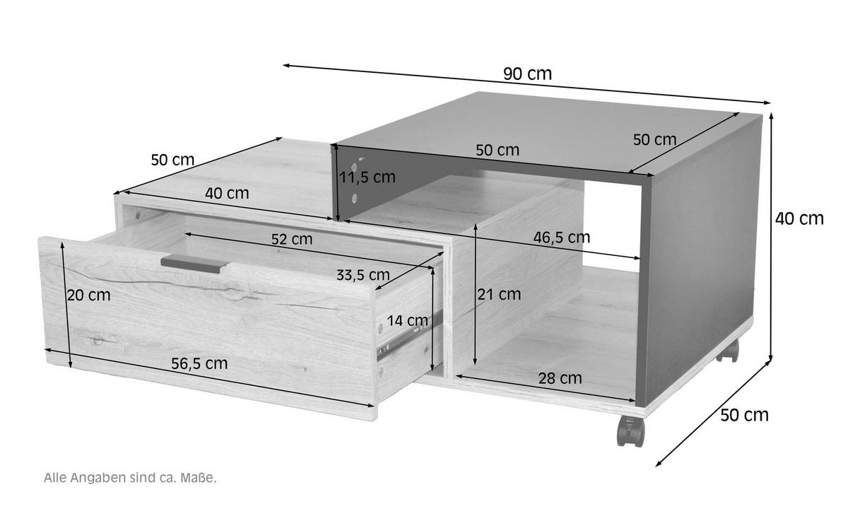 COUCHTISCH 90/50/40 cm rechteckig Weiß  - Weiß, Design, Holzwerkstoff/Kunststoff (90/50/40cm) - MID.YOU