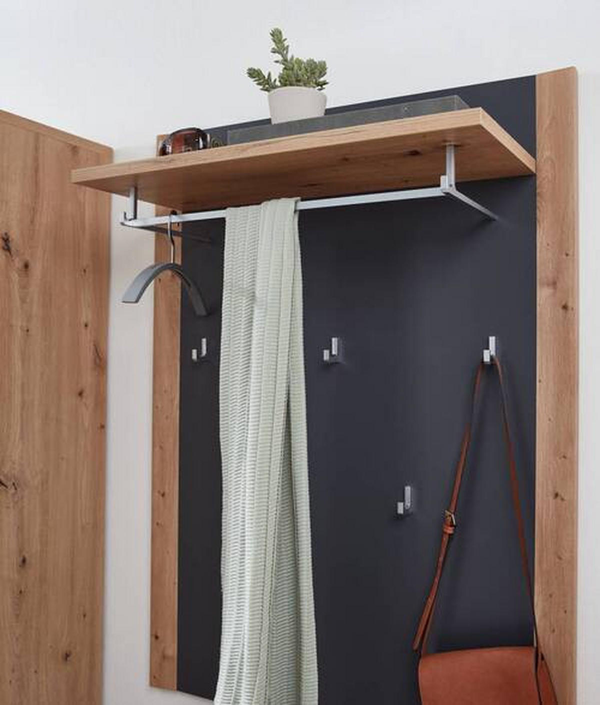 GARDEROBE 5-teilig  in 260/199/38 cm  - Graphitfarben/Eiche Artisan, Design, Holzwerkstoff/Textil (260/199/38cm) - Xora