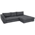 ECKSOFA Anthrazit Flachgewebe  - Anthrazit/Silberfarben, Design, Textil/Metall (306/174cm) - Carryhome