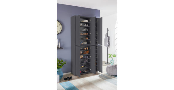 SCHUHSCHRANK in 100/210/34 cm - Anthrazit, KONVENTIONELL, Holzwerkstoff/Kunststoff (100/210/34cm) - Xora