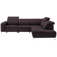 ECKSOFA in Echtleder Braun  - Chromfarben/Braun, Design, Leder/Metall (290/223cm) - Pure Home Lifestyle