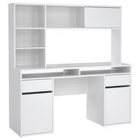 SCHREIBTISCH 149/48,2/156,2 cm Weiss Hochglanz Stauraum  - Weiss Hochglanz, Modern, Holzwerkstoff (149/48,2/156,2cm) - P & B