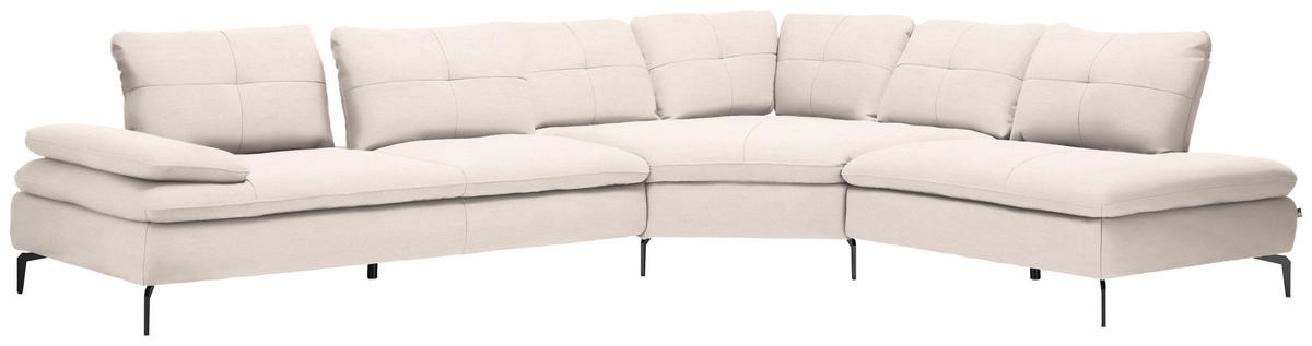 ECKSOFA in Flachgewebe Creme  - Creme/Schwarz, Design, Textil/Metall (344/271cm) - Chilliano
