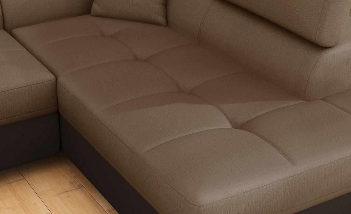 ECKSOFA  Braun, Dunkelbraun Textilgeflecht  - Chromfarben/Dunkelbraun, Design, Textil/Metall (203/272cm) - MID.YOU