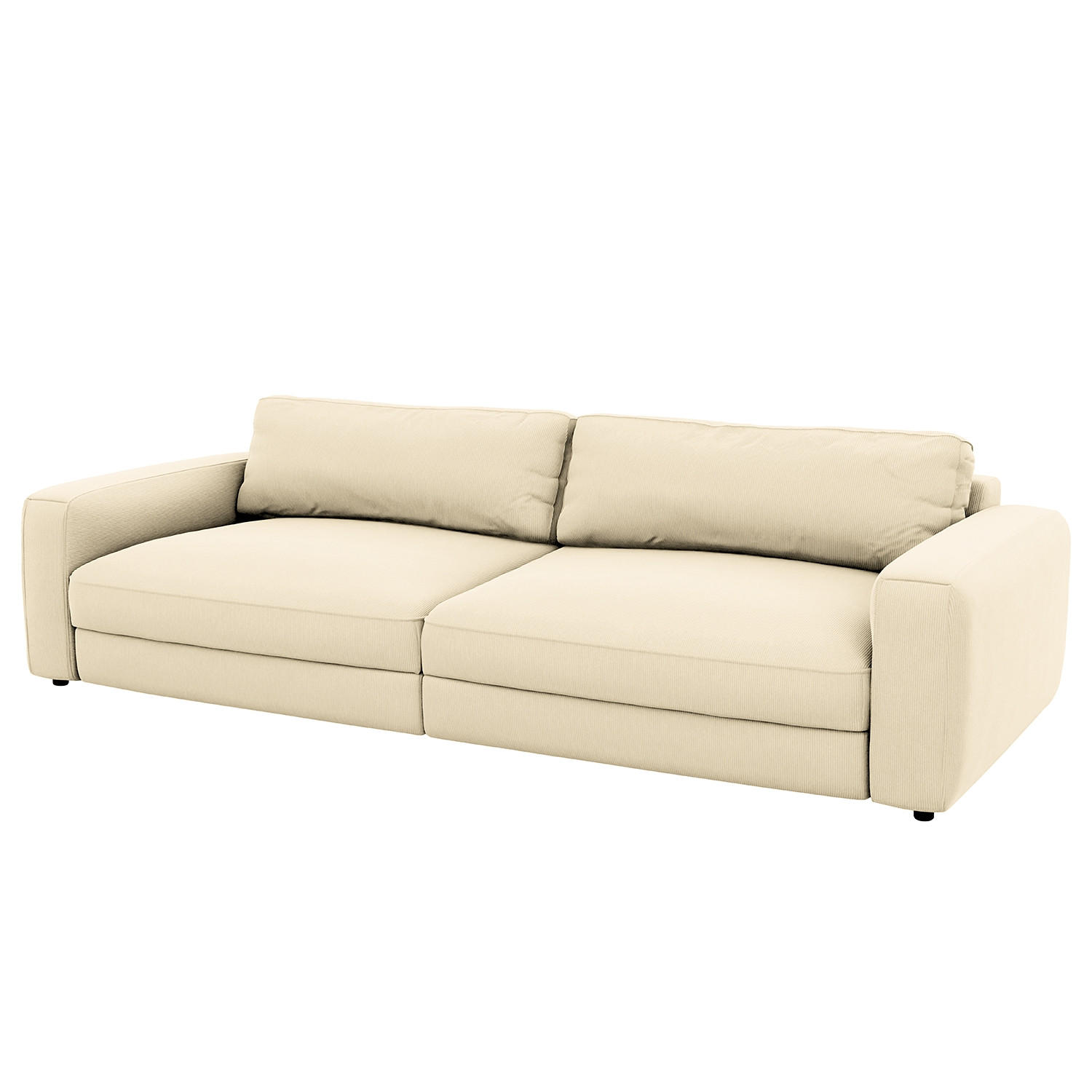 BIGSOFA in Cord Weiss  - Weiss/Schwarz, Modern, Kunststoff/Textil (264/84/125cm) - Trendmanufaktur