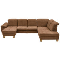 WOHNLANDSCHAFT in Mikrofaser Hellbraun  - Wildeiche/Hellbraun, Konventionell, Holz/Textil (185/343/243cm) - Voleo
