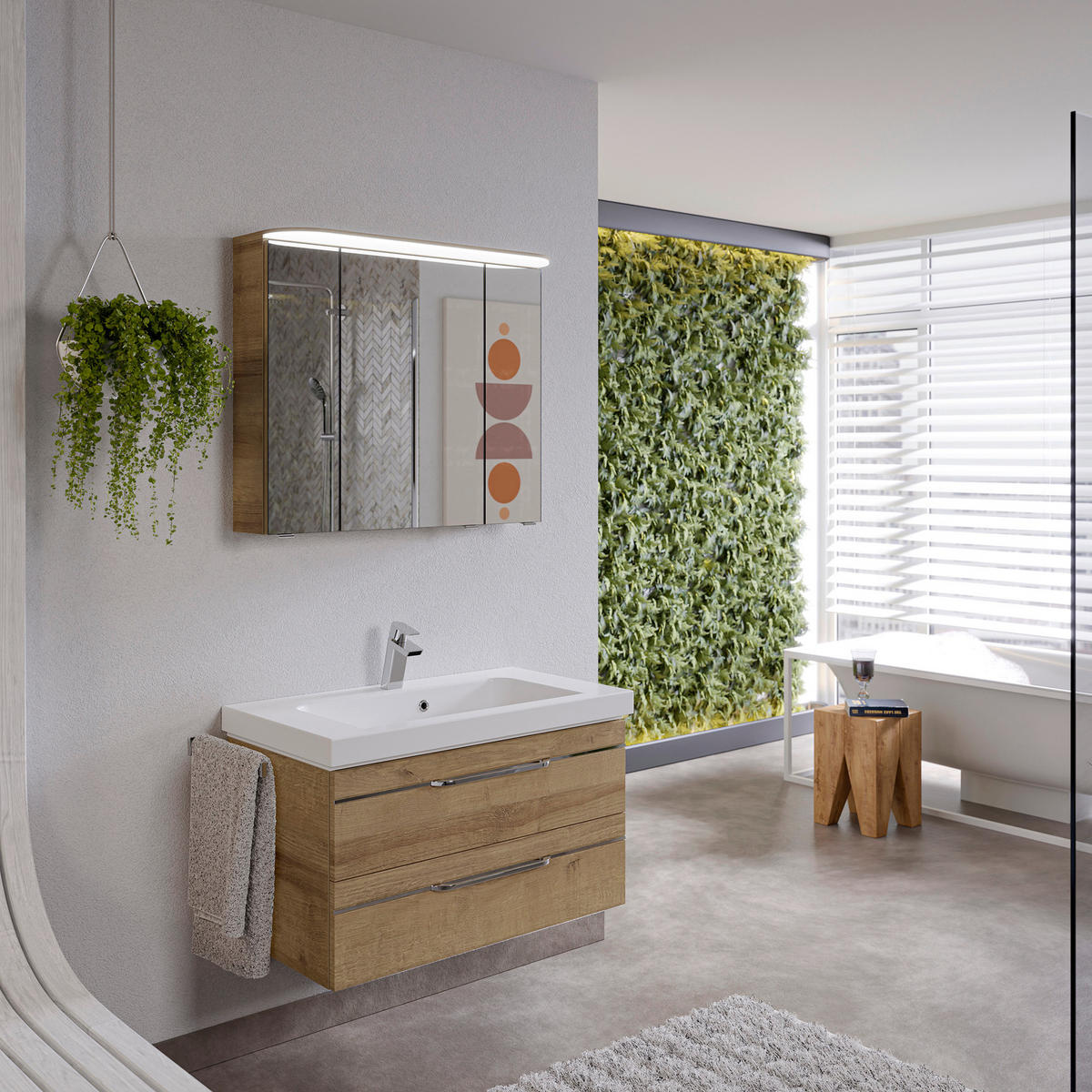BADEZIMMER 3-teilig  in 92 cm  - Chromfarben/Eichefarben, KONVENTIONELL, Glas/Holzwerkstoff (92cm) - Pelipal