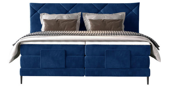 BOXSPRINGBETT 180/200 cm  in Dunkelblau  - Schwarz/Dunkelblau, KONVENTIONELL, Textil/Metall (180/200cm) - Esposa