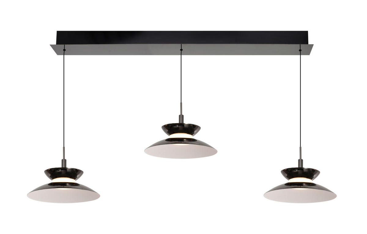 LED-HÄNGELEUCHTE Gubbio 94/150/22 cm  - Schwarzchrom, Design, Metall (94/150/22cm)
