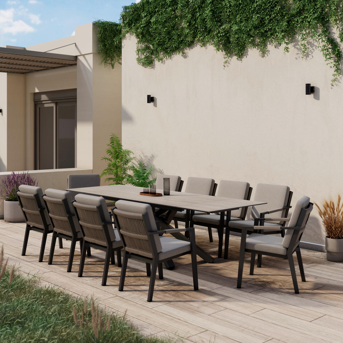 KERTI KAROSSZÉK fém, műanyag, textil antracit, szürke, világosszürke  - világosszürke/antracit, Design, műanyag/textil (56/82/70cm) - Amatio