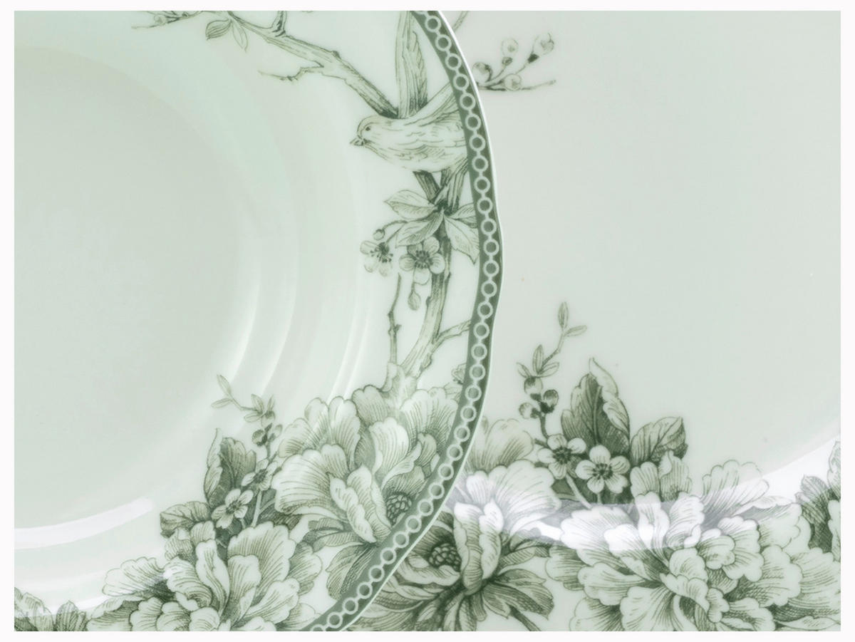 TAFELSERVICE Grün, Weiß Adelaide Grün 8-teilig  - Weiß/Grün, Basics, Keramik - Creatable