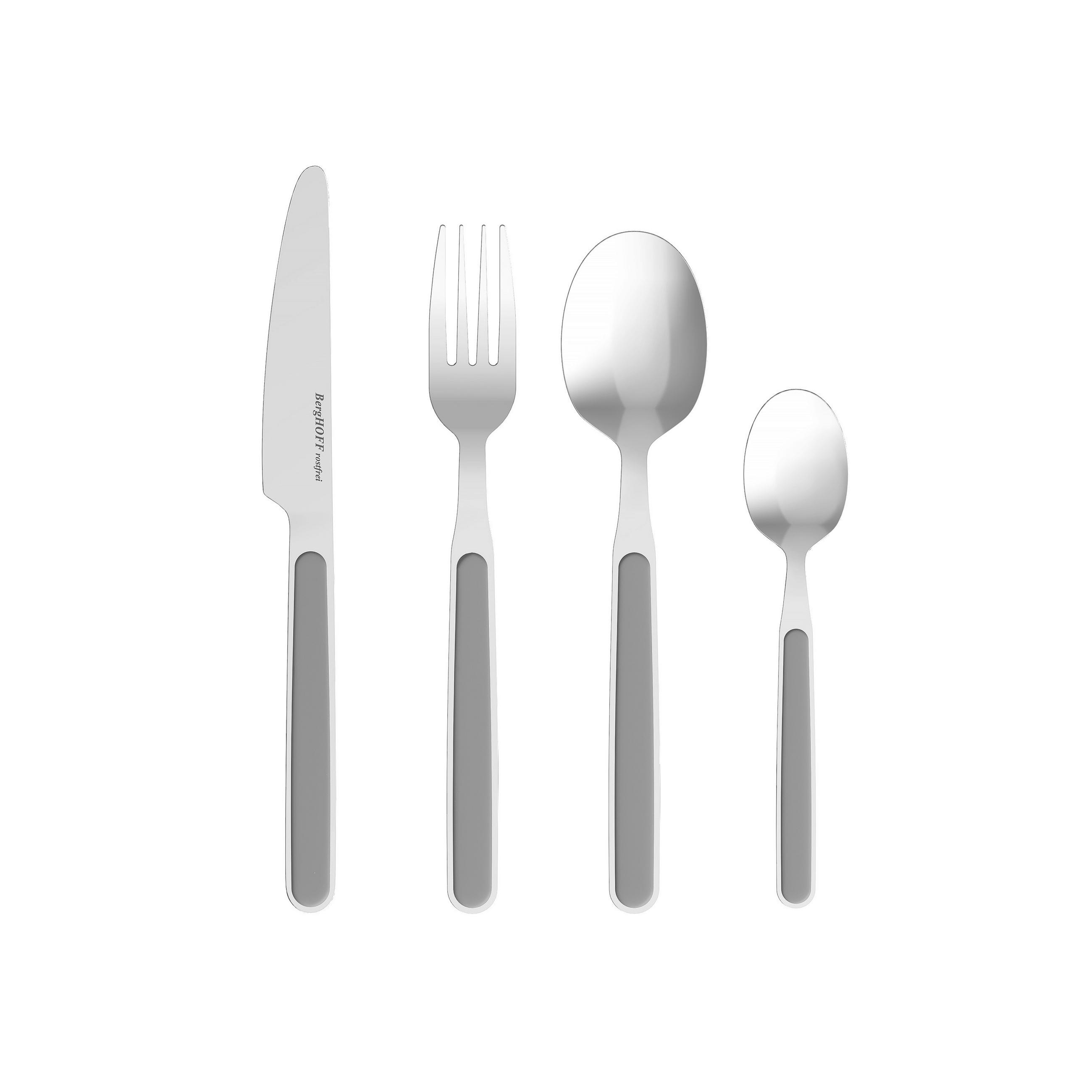 BESTECKSET 24-teilig Edelstahl  für 6 Personen  - Hellgrau, Basics, Kunststoff/Metall (18.5/4/26cm) - BergHOFF