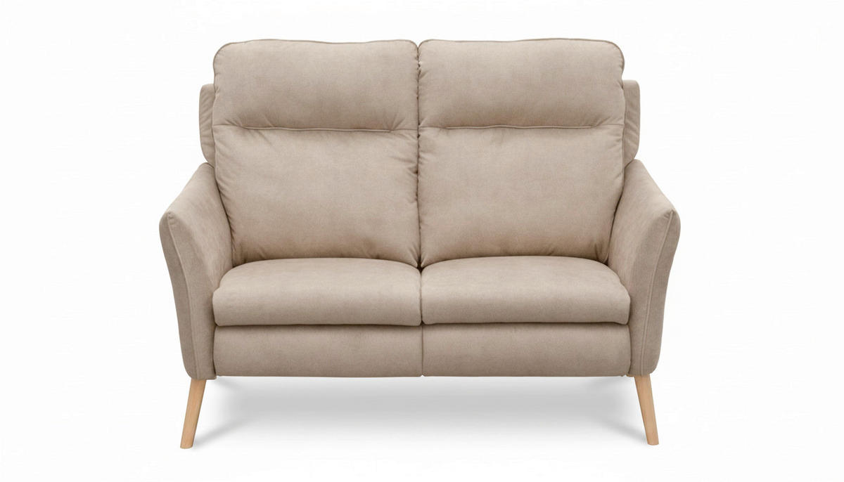 2-SITZER-SOFA  in Mikrofaser Beige Skandinavisch, Modern  - Beige/Buchefarben, Design, Holz/Textil (145/110/92cm) - Livetastic