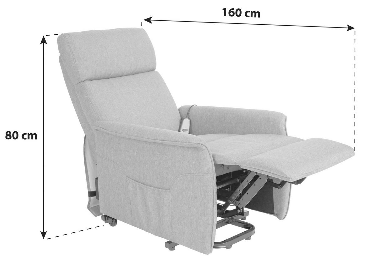 TV FOTELJA metal, tekstil  siva   - siva, Konvencionalno, metal/tekstil (65/98-84.5/92-153cm) - Ti'me