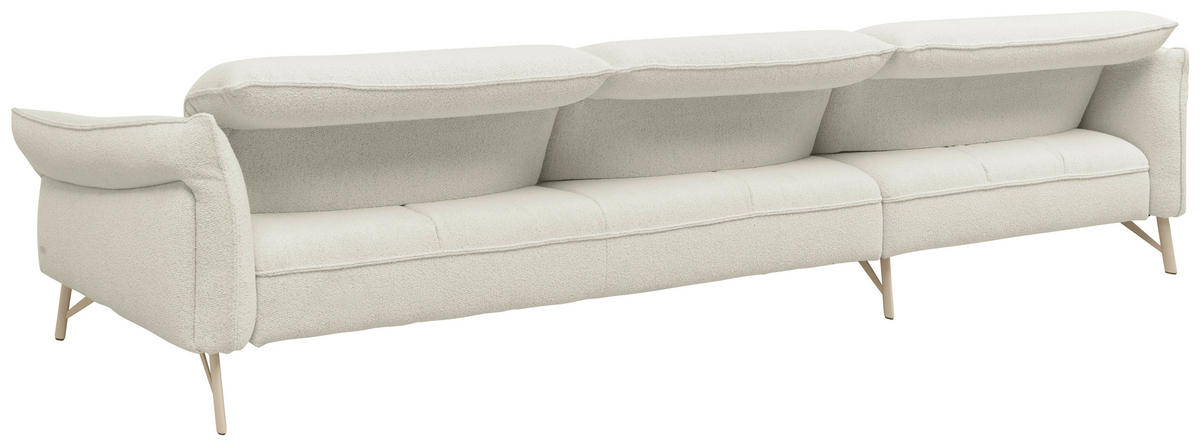 ECKSOFA Creme Chenille Rücken echt  - Beige/Creme, Design, Textil/Metall (165/329cm) - Johann Jakob