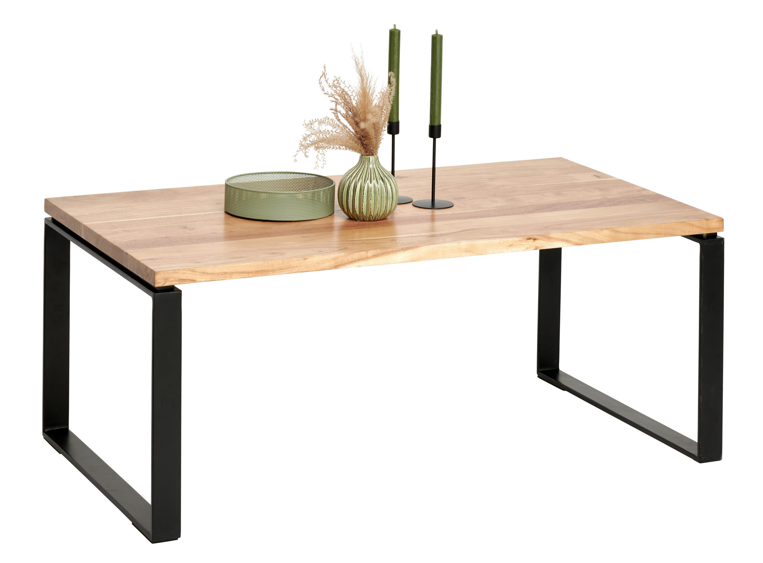 KONFERENČNÍ STOLEK, černá, barvy akácie, dřevo, kov, 110/60/43 cm - černá/barvy akácie, Konvenční, kov/dřevo (110/60/43cm) - Carryhome