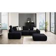 ECKSOFA  in Velours Dunkelblau  236/326 cm  - Schwarz/Dunkelblau, Design, Kunststoff/Textil (236/326cm) - Xora