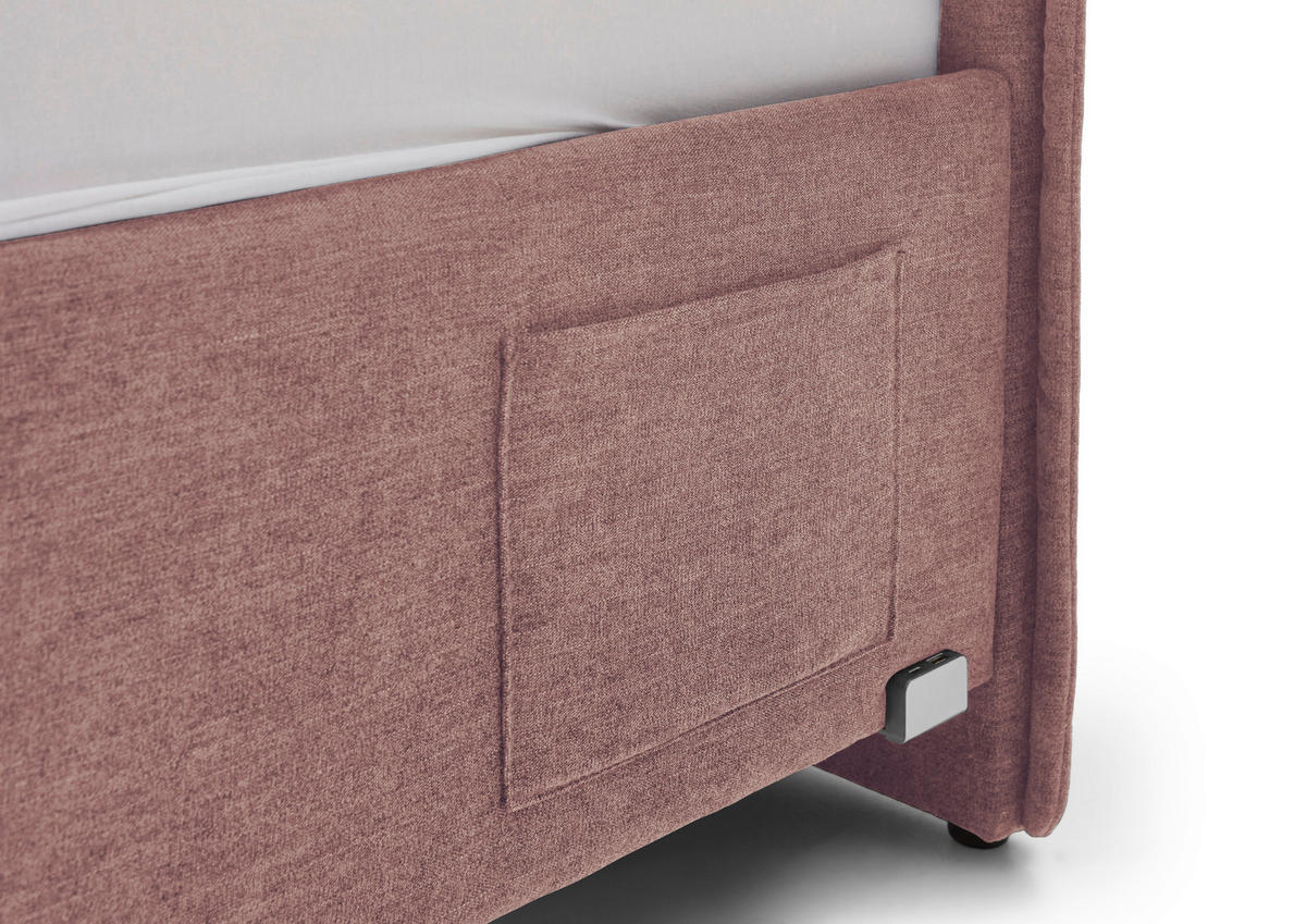 POLSTERBETT 90/200 cm  in Rosa  - Eichefarben/Birkefarben, Konventionell, Holz/Textil (90/200cm) - home24