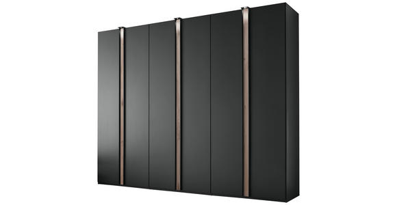 DREHTÜRENSCHRANK in Graphitfarben, Eichefarben - Eichefarben/Schwarz, Design, Holzwerkstoff/Metall (300/216/58cm) - Novel