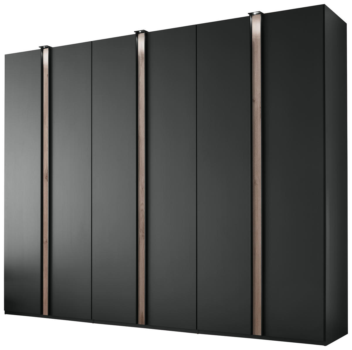 DREHTÜRENSCHRANK in Graphitfarben, Eichefarben  - Eichefarben/Schwarz, Design, Holzwerkstoff/Metall (300/216/58cm) - Novel
