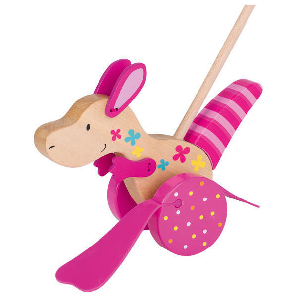 IGRAČKA ZA GURANJE   - pink/višebojno, Basics, drvo (18,5cm) - Goki