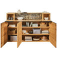 HIGHBOARD Eichefarben  180/119,3/39,5 cm  - Eichefarben/Schwarz, Natur, Glas/Holz (180/119,3/39,5cm) - Valnatura