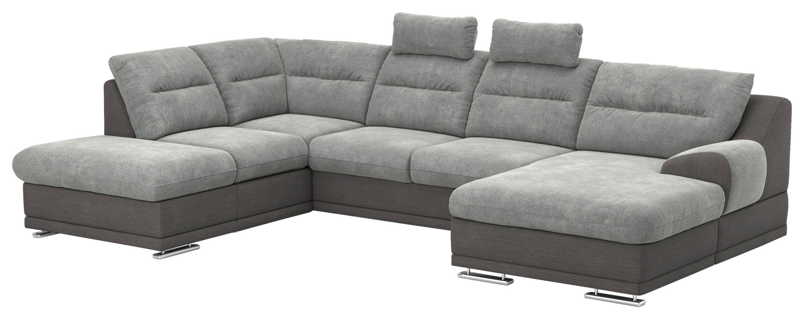 SAROKGARNITÚRA textil  - krómszínű/sötétszürke, Basics, textil/fém (217/337/165cm) - Welnova