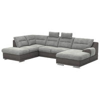 SAROKGARNITÚRA textil  - krómszínű/sötétszürke, Basics, textil/fém (217/337/165cm) - Welnova