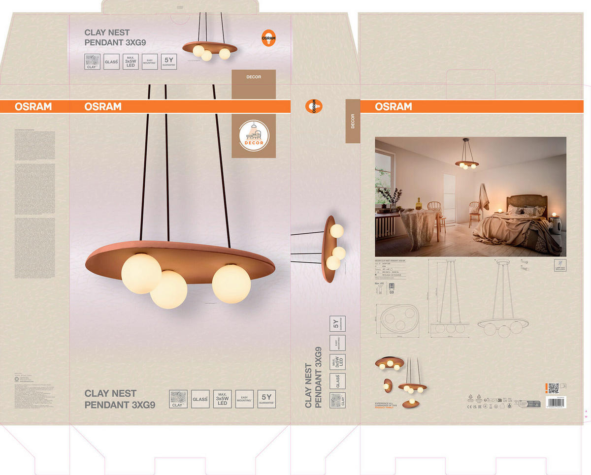 HÄNGELEUCHTE 50/38.5/150 cm  - Braun, Basics, Glas/Stein (50/38.5/150cm) - Osram