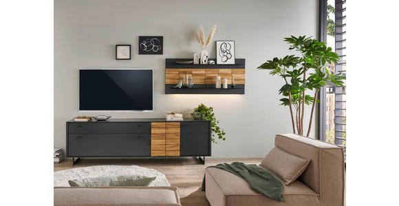 WOHNWAND  in Grau, Eichefarben  299,4/170,4/46,4 cm  - Eichefarben/Anthrazit, Design, Holz/Holzwerkstoff (299,4/170,4/46,4cm) - Novel