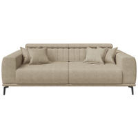 3-SITZER-SOFA Webstoff Beige  - Beige/Schwarz, KONVENTIONELL, Textil/Metall (240/80/110cm) - Carryhome