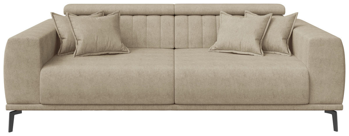 3-SITZER-SOFA Webstoff Beige  - Beige/Schwarz, KONVENTIONELL, Textil/Metall (240/80/110cm) - Carryhome