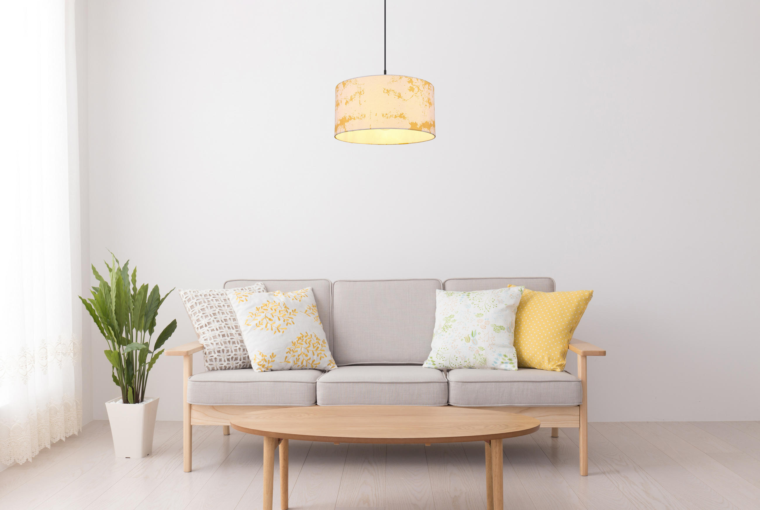 HÄNGELEUCHTE 40/150 cm    - Weiss/Goldfarben, Basics, Textil/Metall (40/150cm) - Globo