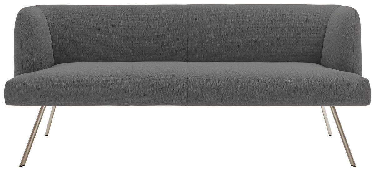 SITZBANK in Metall, Textil Edelstahlfarben, Hellgrau  - Edelstahlfarben/Hellgrau, Design, Textil/Metall (200/87/64cm) - Venjakob