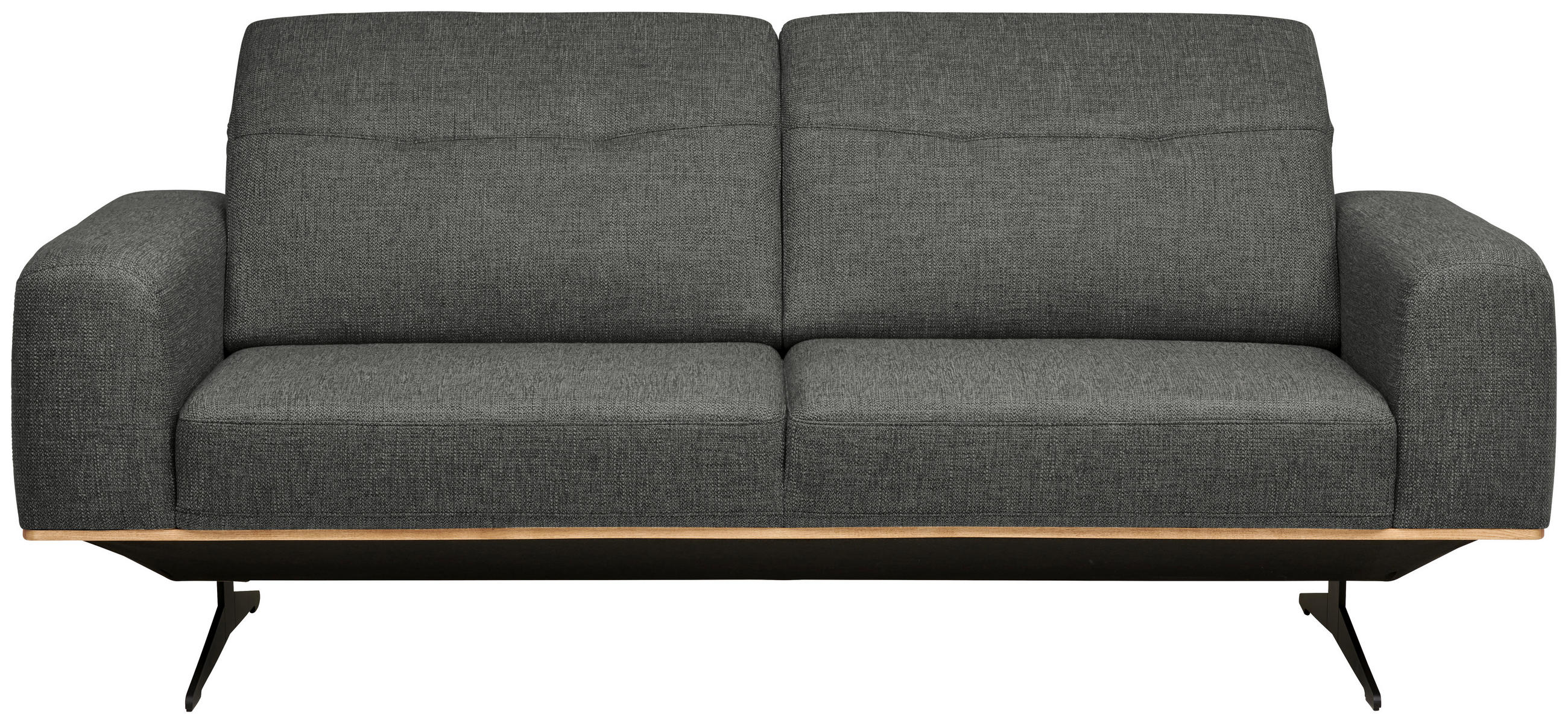 3-SITZER-SOFA Struktur Dunkelgrau  - Dunkelgrau/Schwarz, Design, Textil/Metall (205/76-97/102cm) - Novel