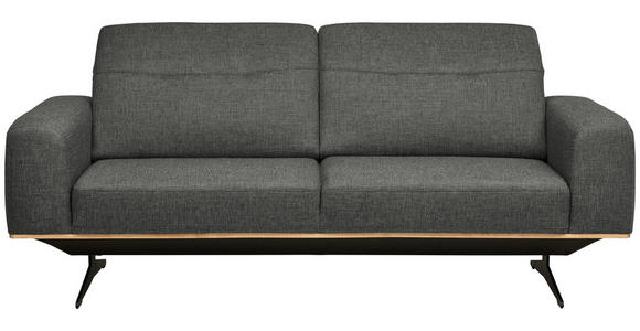 3-SITZER-SOFA in Struktur Dunkelgrau  - Dunkelgrau/Schwarz, Design, Textil/Metall (205/76-97/102cm) - Novel