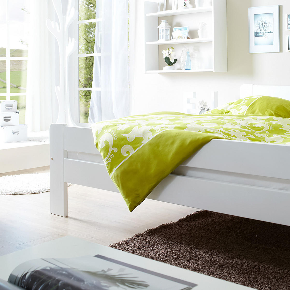 Massivholzbett Bert 140/200 cm  in Weiss   - Weiss, Modern, Holz (140/200cm) - MID.YOU