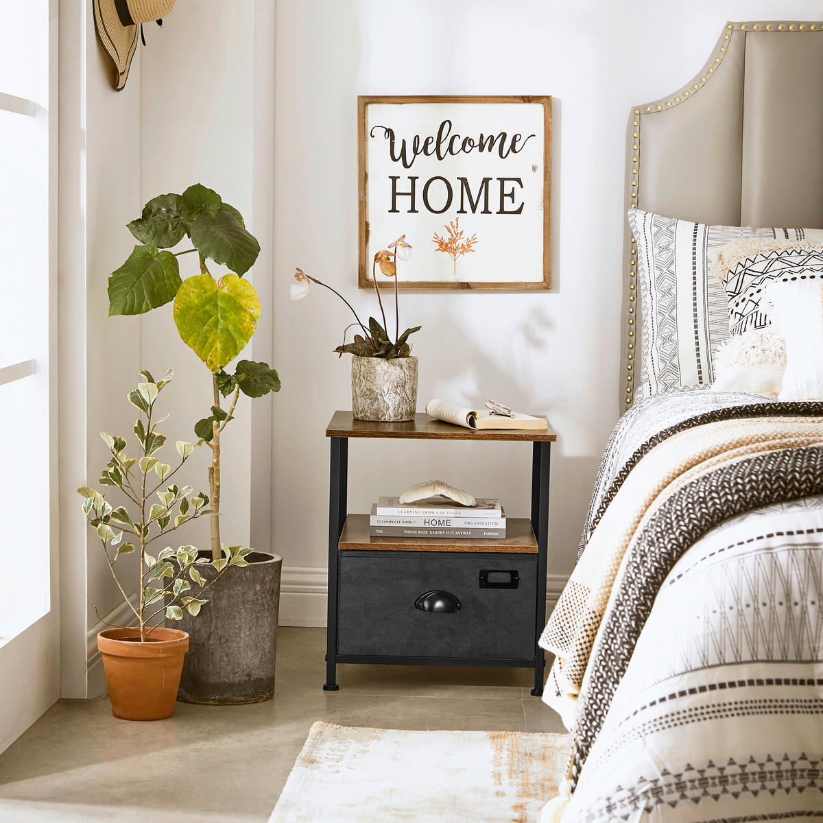 BEISTELLTISCH 40/40/46,4 cm Braun, Schwarz rechteckig  - Schwarz/Braun, Basics, Papier/Holzwerkstoff (40/40/46,4cm)