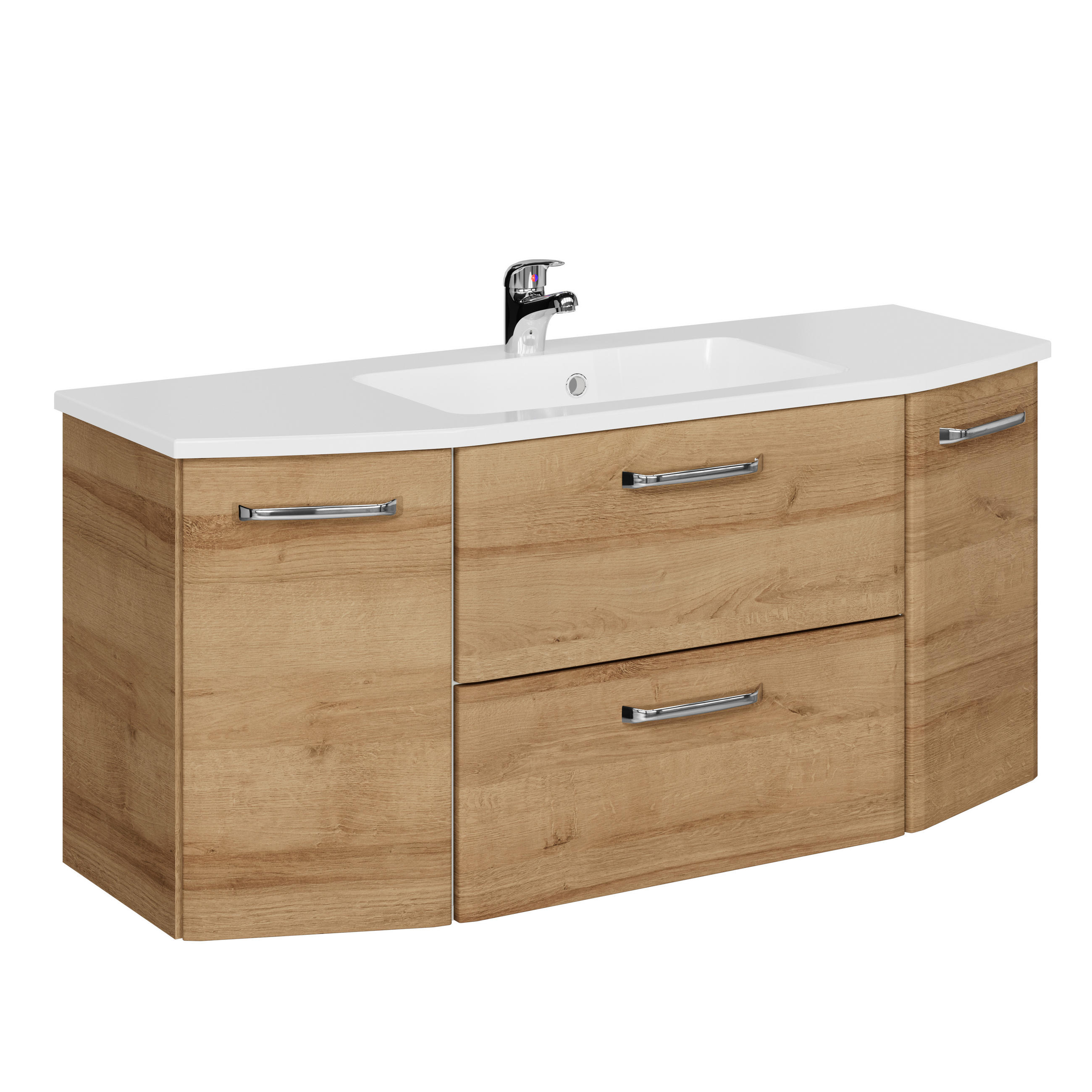 WASCHTISCHKOMBI 112 cm  - Chromfarben/Eichefarben, KONVENTIONELL, Holzwerkstoff/Stein (112cm) - Pelipal