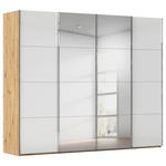 SCHWEBETÜRENSCHRANK 271/235/68 cm 4-türig Eiche Artisan, Weiß  - Chromfarben/Eiche Artisan, Design, Glas/Holzwerkstoff (271/235/68cm) - Novel
