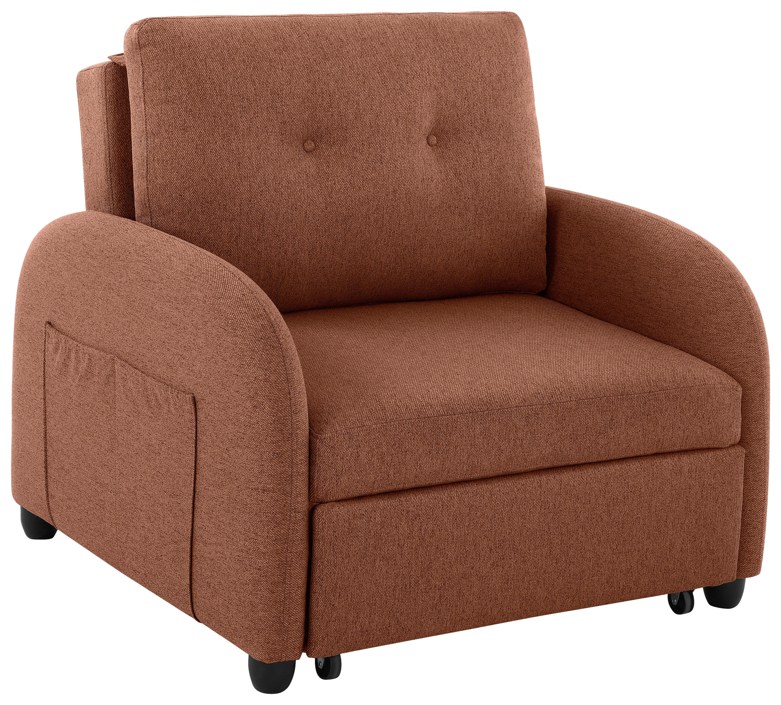 SCHLAFSESSEL Leinenoptik Rostfarben    - Rostfarben/Schwarz, Design, Kunststoff/Textil (102/94/95cm) - Livetastic