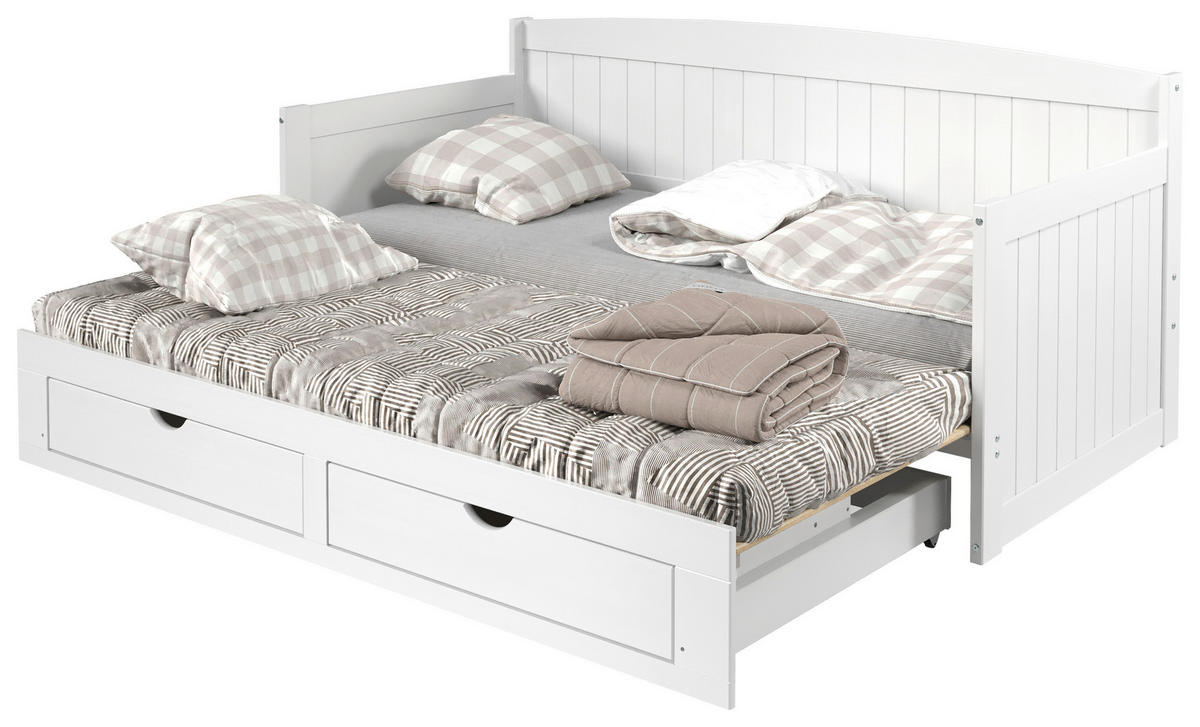 AUSZIEHBETT 200/100-236 cm  in Weiß  - Naturfarben/Weiß, MODERN, Holz/Holzwerkstoff (200/100-236cm) - MID.YOU