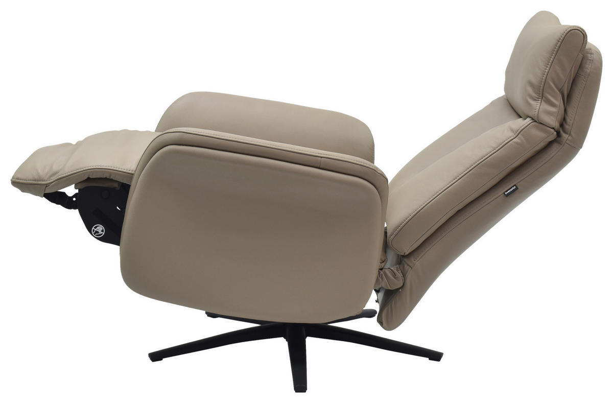 RELAXSESSEL Echtleder    - Schwarz/Grau, Design, Leder/Holz (75/109/84/148/84cm) - Livetastic