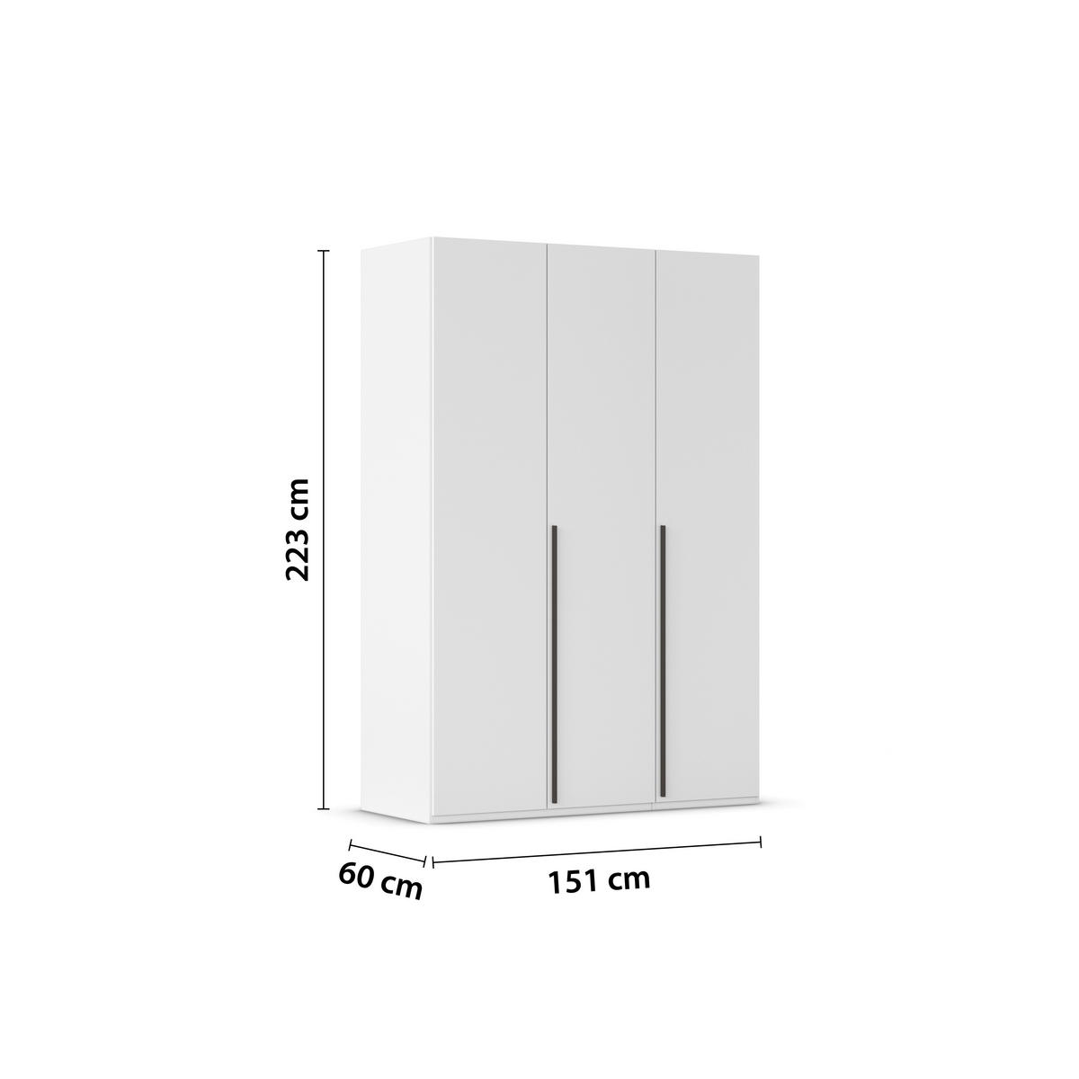 DREHTÜRENSCHRANK 151/223/60 cm 3-türig Weiß  - Graphitfarben/Weiß, Design, Holzwerkstoff/Metall (151/223/60cm) - home24