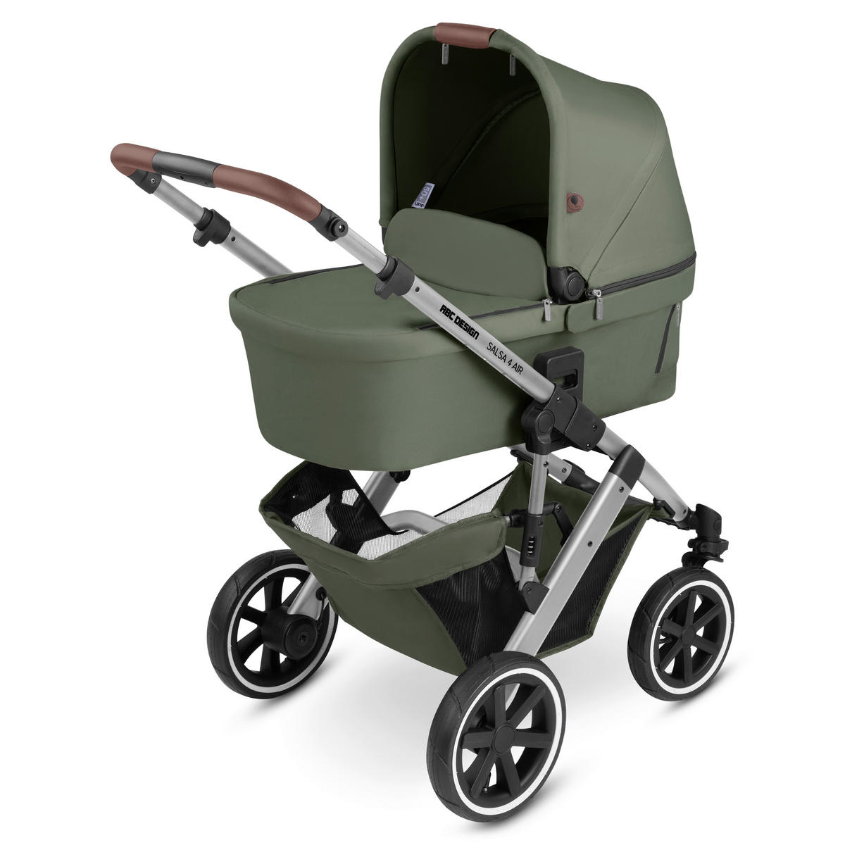 KOMBIKINDERWAGEN  Salsa 4 Air inkl. Winterfußsack  Olive  - Silberfarben/Olivgrün, Basics, Textil (95/63/101cm) - ABC Design