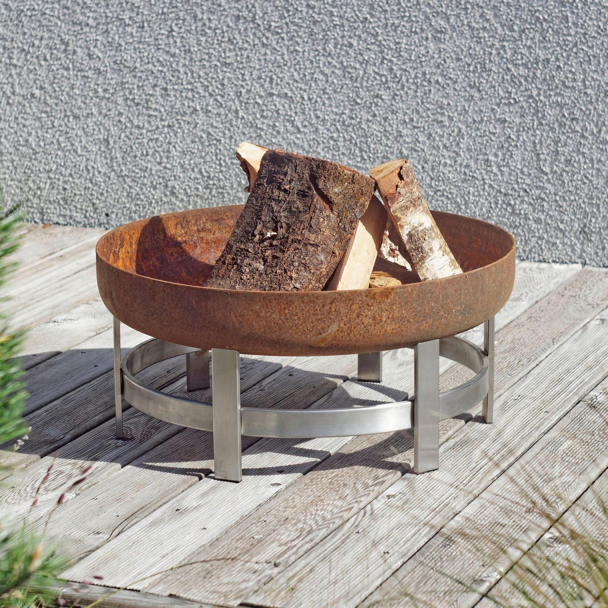 FEUERSCHALE SVENSKAV FLAME XXL 2520  - Edelstahlfarben/Rostfarben, Basics, Metall (63/63/28cm) - Ambia Garden