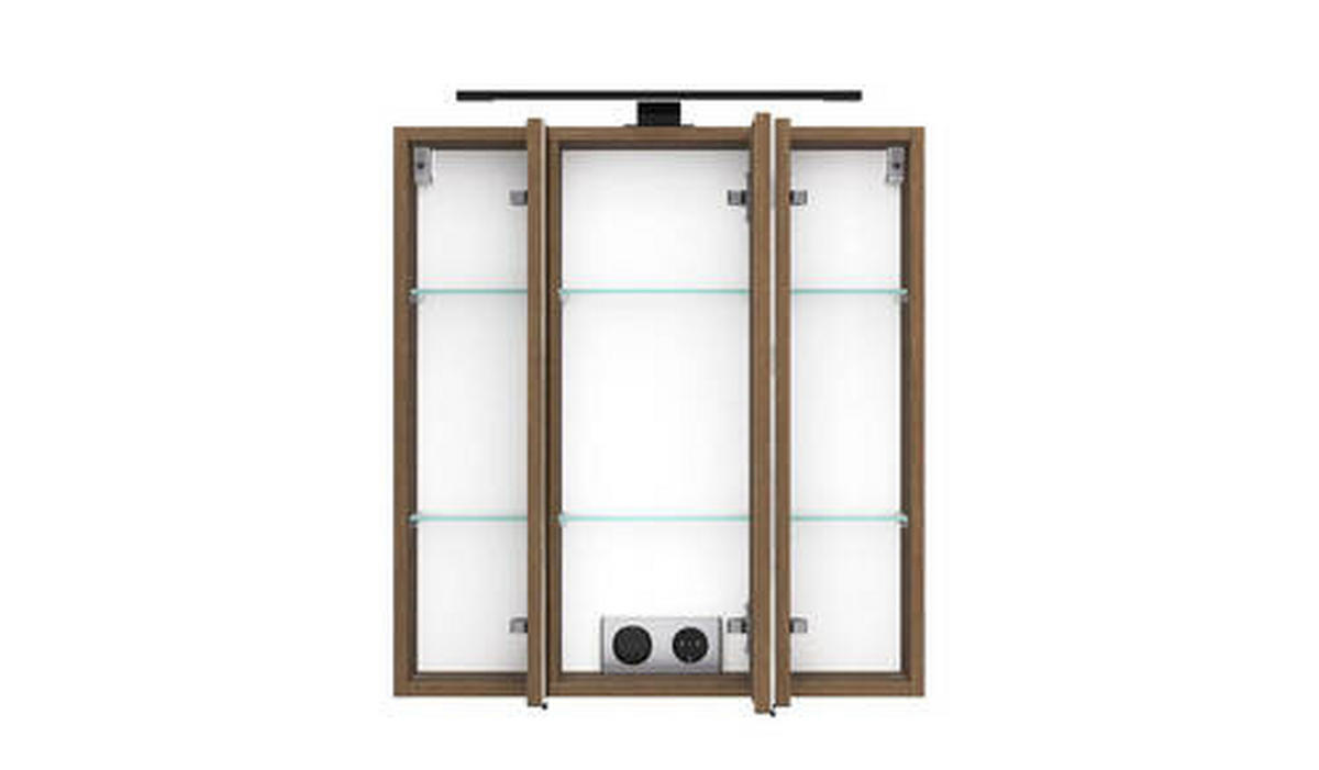SPIEGELSCHRANK 60/64/20 cm  - Dunkelbraun/Schwarz, Natur, Glas/Holzwerkstoff (60/64/20cm) - Held